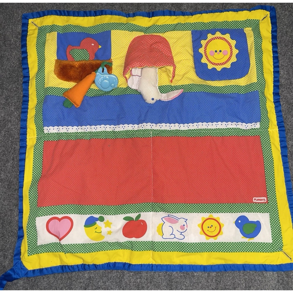 Vintage 80's Playskool Baby "Fold & Go Activity Quilt" 30" complete